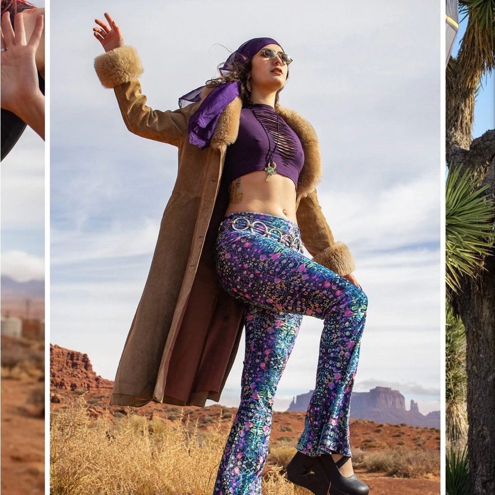 Warrior Within Cyan liquid light flare festival pants - Picture 7 of 7